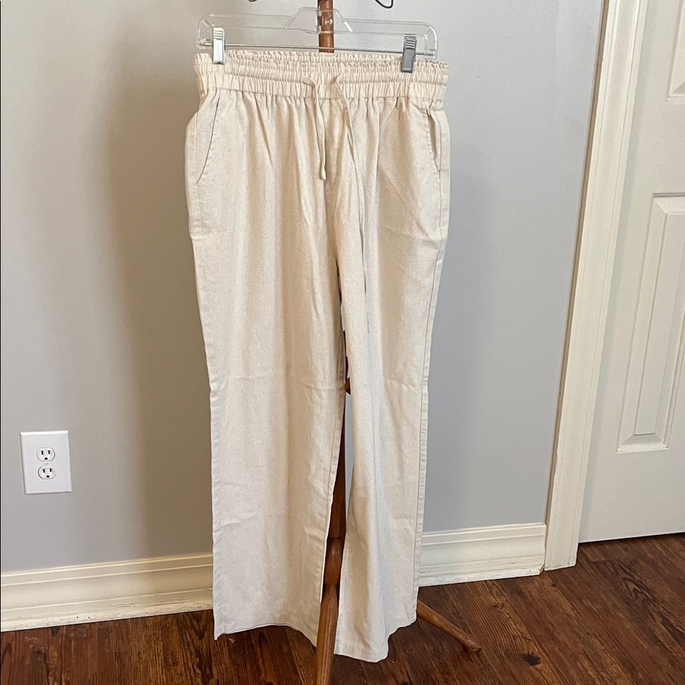 Cream Drawstring Pants